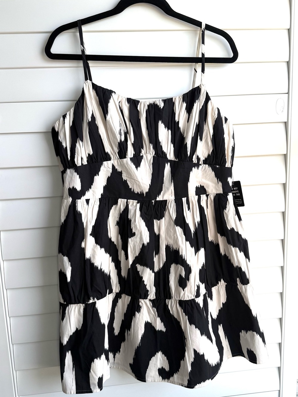 Express Black & White Printed Spaghetti-Strap Mini Dress | NWT Size L